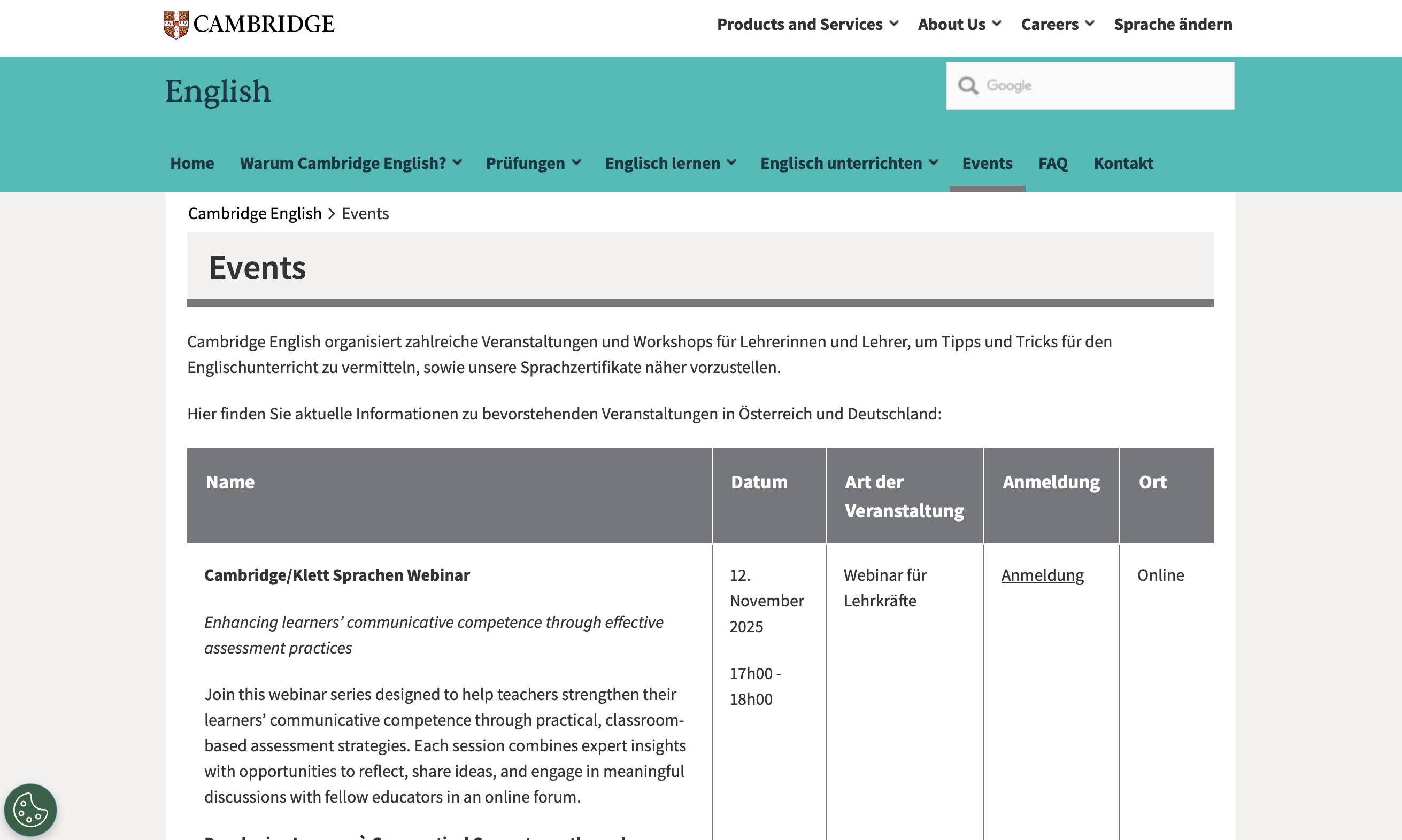 Cover: Cambridge Englisch – Events 